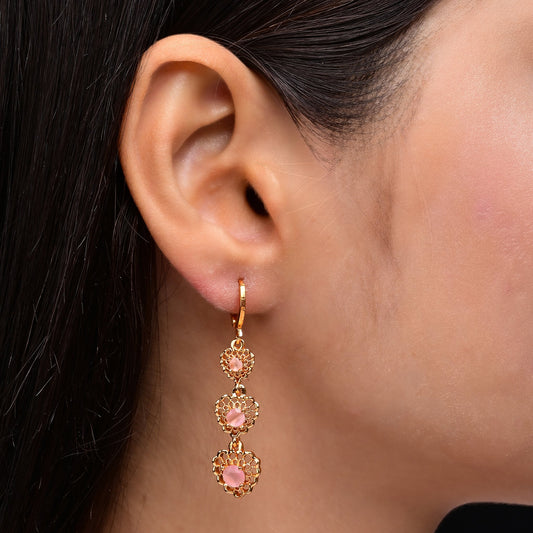 Loving Hearts Light Pink Diamond Earrings For Women