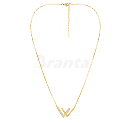 Letter W Party Diamond Pendant Necklace